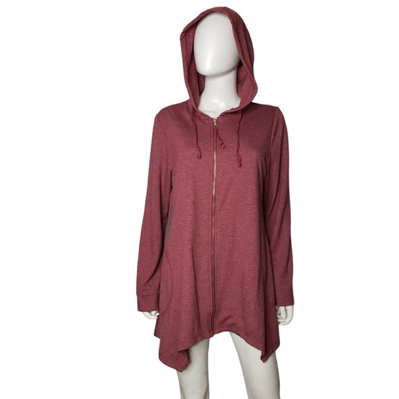 LOGO LORI GOLDSTEIN Maroon Tunic Length Sweatshirt Size Large - Picture 7 of 7